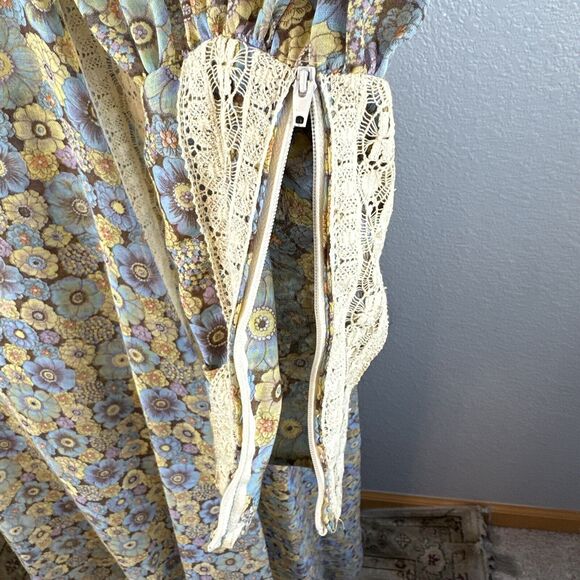 Gunne Sax Black Label Vintage Floral Cottage Prairie Dress Size 9 S Long Sleeve - Picture 4 of 11
